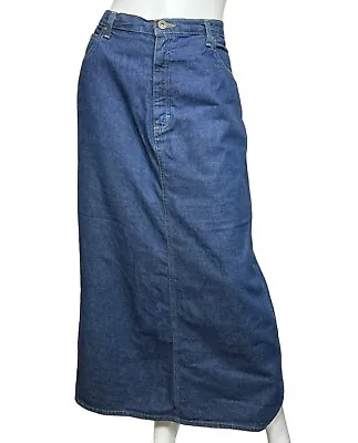 Vintage Long Denim Maxi Skirt Size 14 Blue Cotton Liz Claiborne Lizwear Jeans XL • £65.57