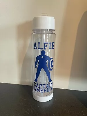 Marvel Captain America Water Bottle Personalised Name Vinyl Stickers Decal • £2.99