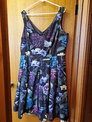 $20 • Buy City Chic Black Floral Dress PLUS Size S Fit 16/18. Att Petticoat Fit N Flare