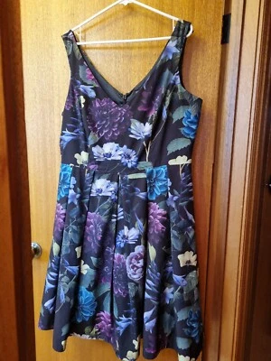 $20 • Buy City Chic Black Floral Dress PLUS Size S Fit 16/18. Att Petticoat Fit N Flare