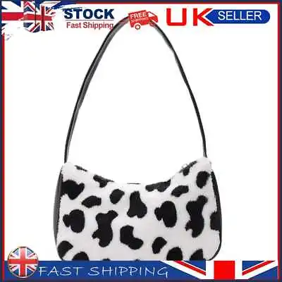 £6.70 • Buy Women Plush Shoulder Underarm Bag Cow Print Fashion Winter Handbag Tote (1)