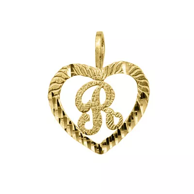 Precious Stars 14k Yellow Gold Heart-shaped Initial Letter 'R' Pendant Necklace • $50