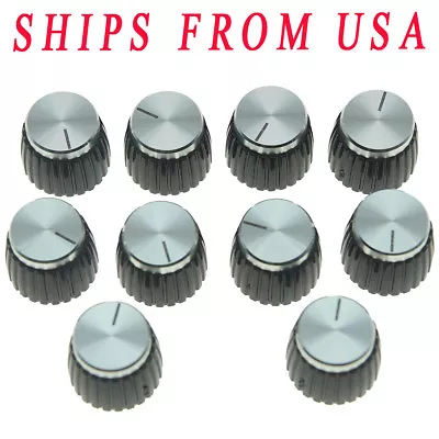 KAISH 10xGuitar Amplifier Knobs Black W/Silver Cap Push-on Knob For Marshall AMP • $8.99