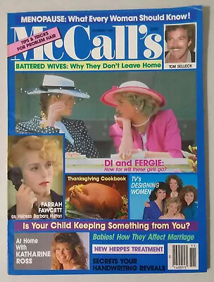 McCall's Magazine (Nov. 1987) Princess Di/Fergie Farrah Fawcett Tom Selleck • $12.99