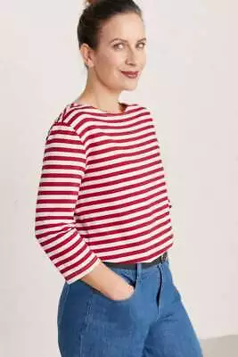 Seasalt Women's - Red Sailor Top (GOTS) - Regular - Mini Cornish Fireglow Chalk • £7.45