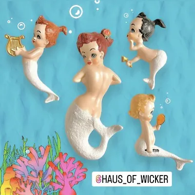 Vintage Mermaid Wall Plaques Figurines Set • $200