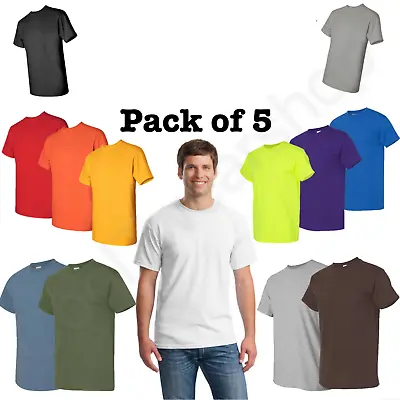 Bulk Lot Gildan Men Heavy Cotton Plain Short Sleeves T-Shirt 5000 (Pack Of 5) • $23.95