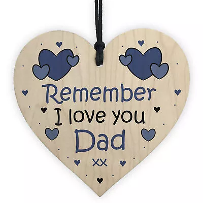 Remember I Love You Dad Wood Heart Gift For Fathers Day Birthday Keepsake • £3.99