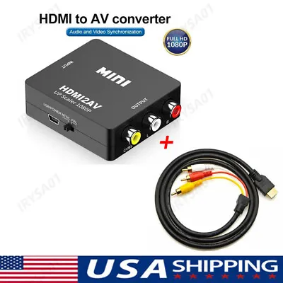HDMI To RCA AV Adapter Converter Cable CVBS 3RCA 1080P Composite Video Audio • $6.99