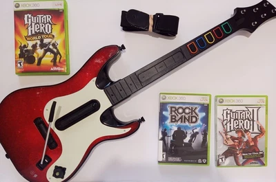 $159 • Buy Guitar Hero World Tour Rock Band Wireless Sunburst Controller Bundle Xbox 360