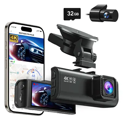 REDTIGER Dash Camera Front And Rear 4K Dash Cam For Cars Built-In WiFi & GPS • $127.49