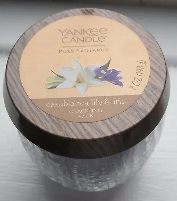 YANKEE CANDLE SMALL PURE RADIANCE LUMIWICK CASABLANCA LILY & IRIS 7oz JAR USA • £21.95