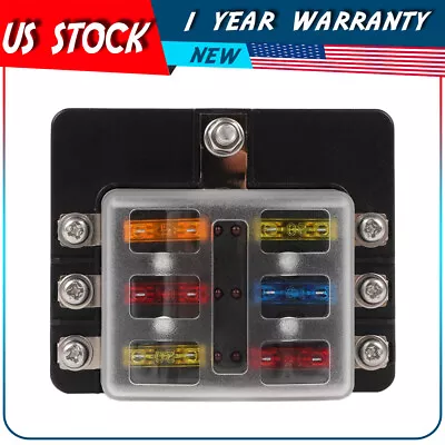 ?6-Way Automotive Blade Fuse Holder Box Block With 12PCS Free Fuses For Car Boat • $13.15