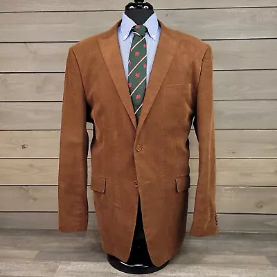 Linea Uomo Blazer Mens 48L Brown Cotton Corduroy Sport Coat 2 Button Jacket • $28.95