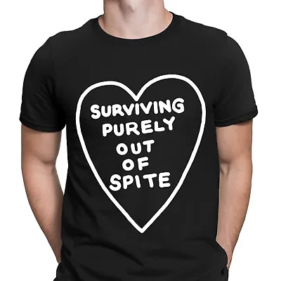 Surviving Purely Out Of Spite Humorous Funny Joke Retro Mens T-Shirts Top #D6 • $4.96