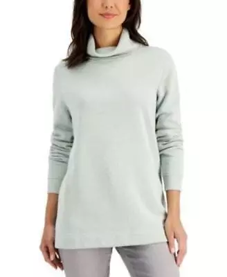MSRP $37 Karen Scott Cotton Turtleneck Pullover Sweatshirt Green Size Large • $10.08