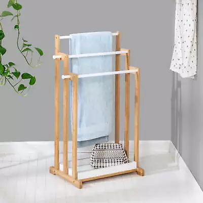 Bamboo 3-Tier Freestanding Towel Rack Natural/White • $30.57