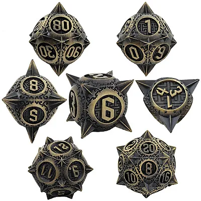 7Pcs Polyhedral Metal Dice Set For TRPG MTG  Dungeons & Dragons DND Roleplaying • $18.39