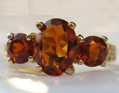 £364.21 • Buy 3-Stone Madeira Citrine 14k Yellow Gold Ring W/Appraisal, Gold,Amber, Sherry Red