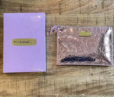 MAC PINK Metallic Faux Patent Leather Cosmetic Makeup Bag With Zipper NEW IN BOX • $19.95