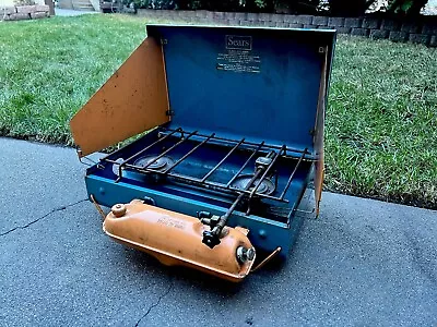 Vintage Sears Two Burner Camp Stove Orange & Blue! • $195