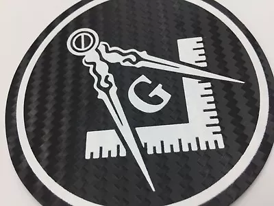 Masonic Decal 3.5  Logo FreeMason Car Black Carbon Fiber Sticker Square Master • $4.98