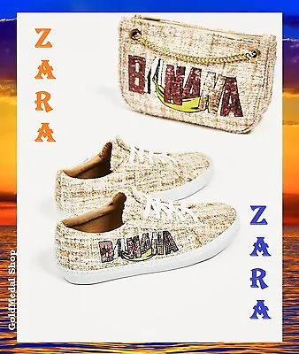 ZARA Multi-Color Sneakers BANANA Sequin Patch ($49.90) Plimsolls US 6;6.5;7.5;10 • $15.74