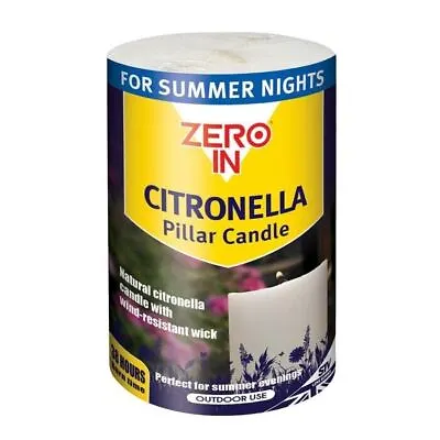 Natural Citronella Candle With Wind Resistant Wick Over 30hrs Burn Time Zero In • £7.99