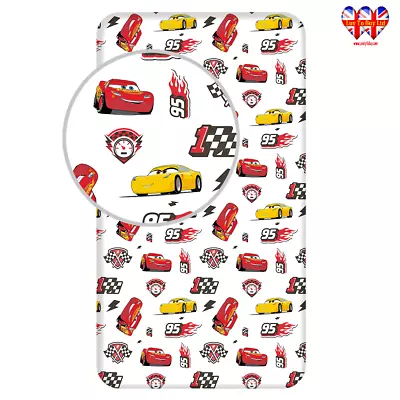 Fitted Sheet Official Disney Cars Pixar  %100 Cotton Single Bed (200x90x25cm) • £18.99