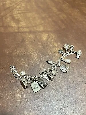 Sterling Silver Christian Religious Charm Bracelet Cross Bible Mustard Seed 925 • $139.99