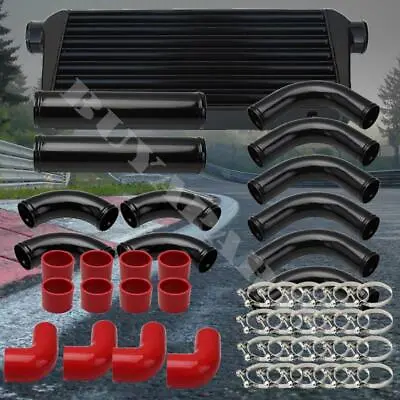 3  Black Intercooler & DIY Turbo Intercooler Piping Kit Red Coupler Universal • $252.99