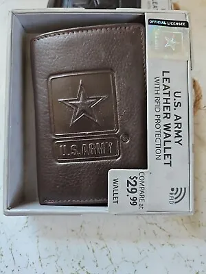 U.S. Armed Forces RFID Men's Genuine Leather Wallets Army Navy Marines Air Force • $16.59