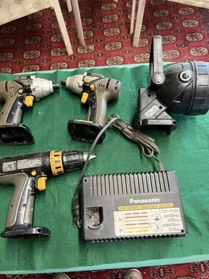 $74.99 • Buy Panasonic Cordless Drill-1/2  Keyless Chuck---2- Impact Drivers-charger --light