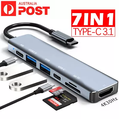 $27.59 • Buy 7in1 USB-C Type C HD Output 4K HDMI USB 3.0 HUB Adapter For MacBook Pro IPad Pro