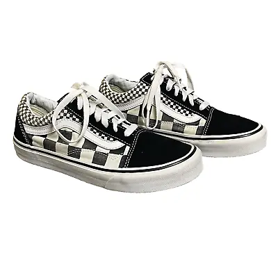 Vans Black & White Checkerboard Low Cut Women's Sneakers Size7M • £25.44