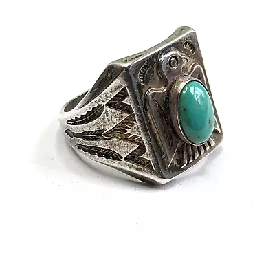 Mens Vintage Bell Trading Post Sterling Silver Navajo Thunderbird Ring Size 11 • $385