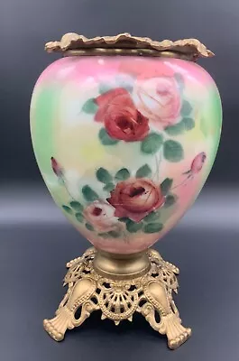 Antique FG CO 328 Victorian Glass Hand Painted Oil Lamp Vase • $65