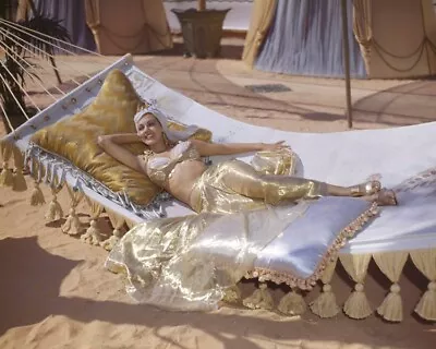 Maria Montez Breathtaing Pin Up Pose Exotic Gold Costume In Hammock Color Photo • $14.99