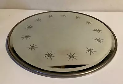 Antique Round 12  Plateau Beveled Edge Mirror Vanity Tray • $54