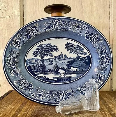 Daher's Decorative Ware Oval Tin Plate Cobalt Blue & White Made In England 13  • $19.99