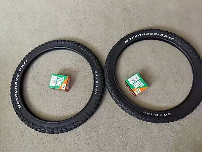 Two(2) Duro 20x2.125 Bmx Bicycle Tires Black Motocross & 2 Tubes  • $48.99