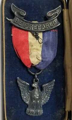 Vintage Boy Scout Medal & Ribbon Eagle Scout Badge In Original Case Be Prepared • $175