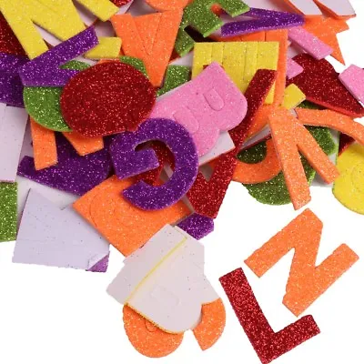 130x LARGE STICKY GLITTER A-Z LETTERS Self Adhesive Kids Card Making Scrapbook • £7.27