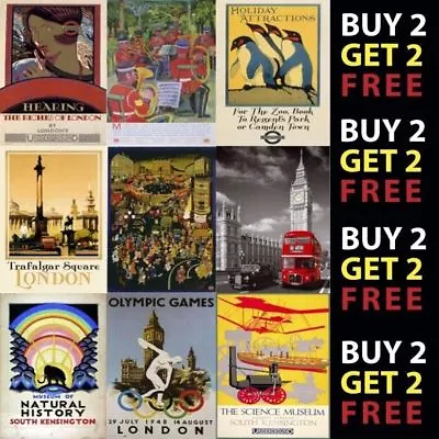 Vintage London Underground Railway Uk Retro Travel A4 A3 Posters 40 Designs  • £2.99