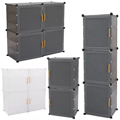 Dustproof Cabinet Storage Organiser Shoe Rack Stand 2/4 Doors  Grey Twill Decor • £16.95