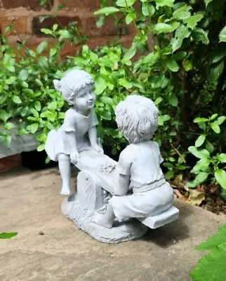 Garden Ornament Girl & Boy Seesaw Figure Statue Antique Indoor Outdoor • £11.95