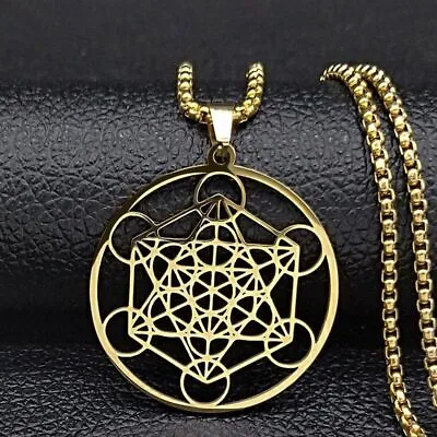 $10.99 • Buy Metatron's Cube Necklace Stainless Steel Pendant Sacred Geometry Amulet Jewelry