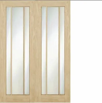 Door Pair Internal French Doors Langdale Lincoln Frosted Glass Oak Unfinished • £319.99
