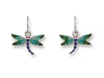 Red Eyed Damselfly Dangle Earrings Sterling Silver Plated Enamel Zarlite Zarah • $25.99