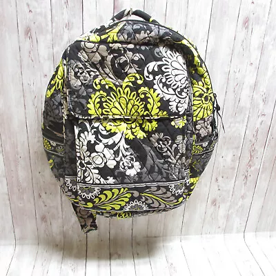 Vera Bradley Mini Backpack Black Yellow Baroque Pockets Quilted Lined • $24.88